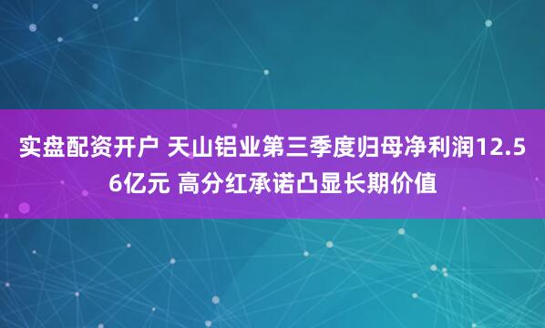 实盘配资开户 天山铝业第三季度归母净利润12.56亿元 高分红承诺凸显长期价值